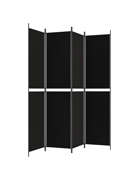 Divisorio a 4 Pannelli Nero 200x220 cm in Tessuto