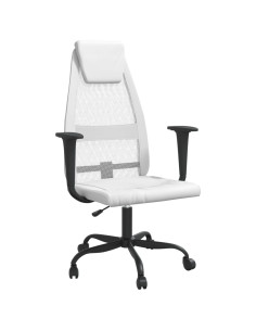 Sedia da Ufficio Altezza Regolabile Bianca in Rete e Similpelle