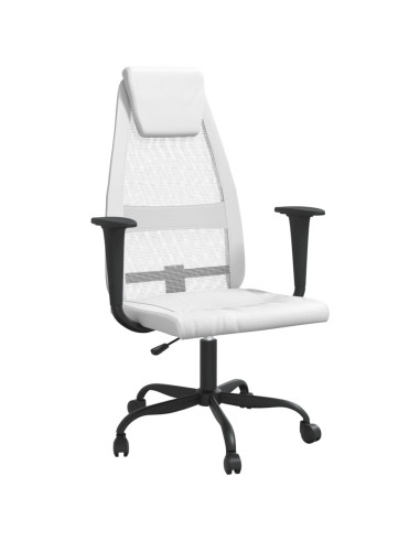 Sedia da Ufficio Altezza Regolabile Bianca in Rete e Similpelle