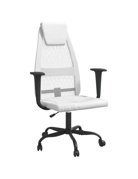 Sedia da Ufficio Altezza Regolabile Bianca in Rete e Similpelle
