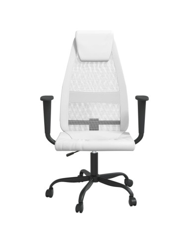 Sedia da Ufficio Altezza Regolabile Bianca in Rete e Similpelle