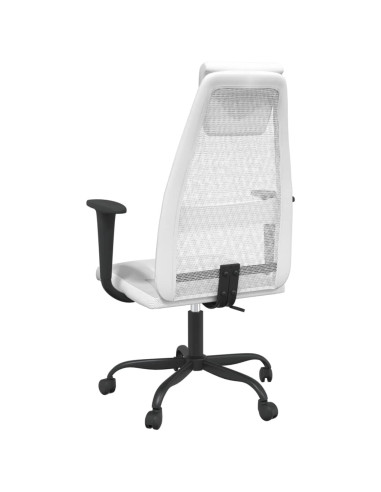 Sedia da Ufficio Altezza Regolabile Bianca in Rete e Similpelle