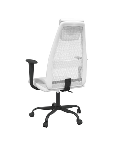 Sedia da Ufficio Altezza Regolabile Bianca in Rete e Similpelle