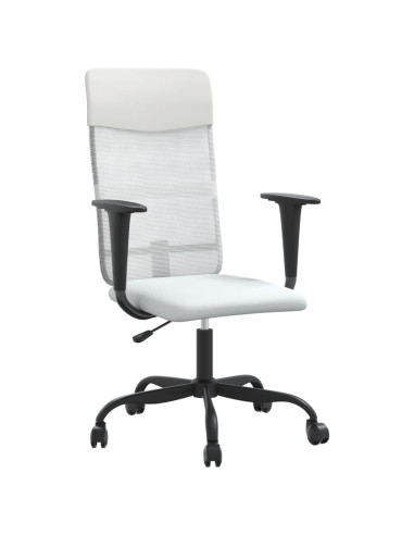Sedia da Ufficio Altezza Regolabile Bianca in Rete e Similpelle