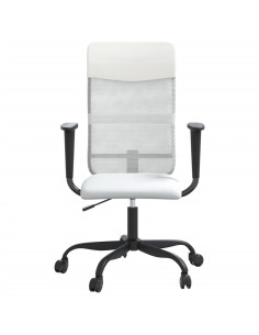 Sedia da Ufficio Altezza Regolabile Bianca in Rete e Similpelle 2