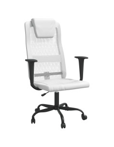 Sedia da Ufficio Altezza Regolabile Bianca in Rete e Similpelle