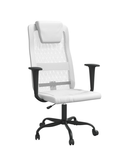 Sedia da Ufficio Altezza Regolabile Bianca in Rete e Similpelle