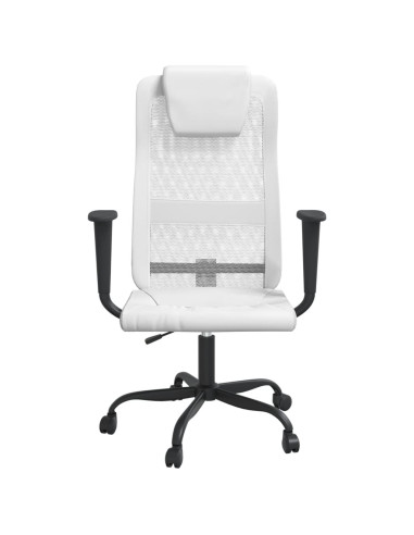 Sedia da Ufficio Altezza Regolabile Bianca in Rete e Similpelle