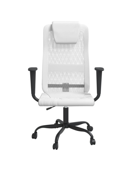 Sedia da Ufficio Altezza Regolabile Bianca in Rete e Similpelle