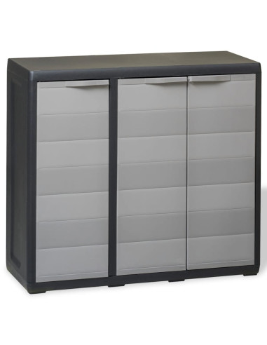 Armadietto da Giardino a 2 Ripiani Nero e Grigio