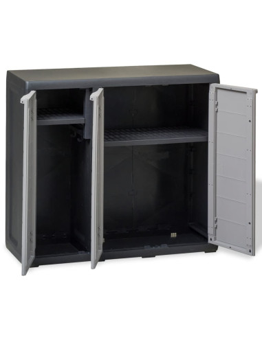 Armadietto da Giardino a 2 Ripiani Nero e Grigio