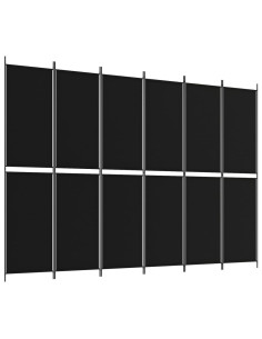 Divisorio a 6 Pannelli Nero 300x220 cm in Tessuto