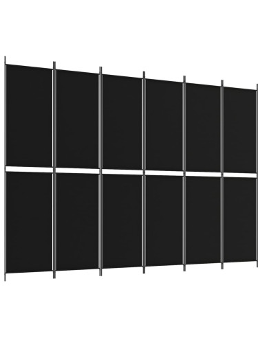 Divisorio a 6 Pannelli Nero 300x220 cm in Tessuto
