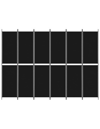 Divisorio a 6 Pannelli Nero 300x220 cm in Tessuto