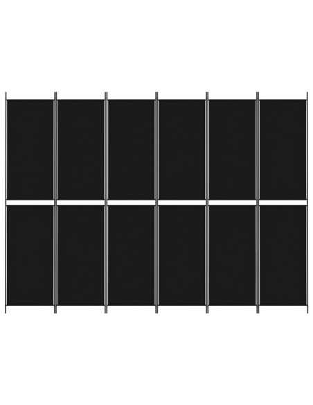 Divisorio a 6 Pannelli Nero 300x220 cm in Tessuto