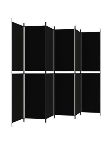 Divisorio a 6 Pannelli Nero 300x220 cm in Tessuto