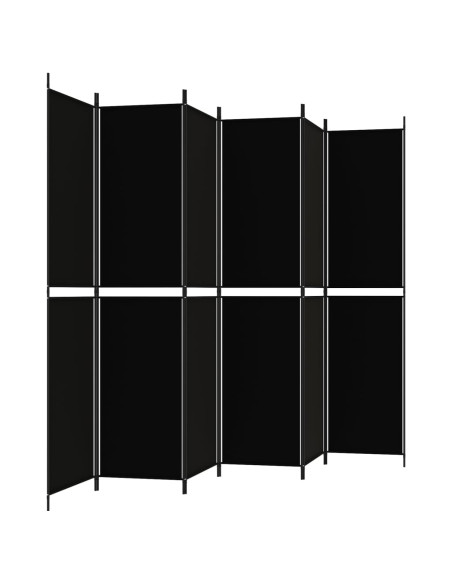 Divisorio a 6 Pannelli Nero 300x220 cm in Tessuto