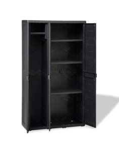 Armadietto da Giardino a 4 Ripiani Nero