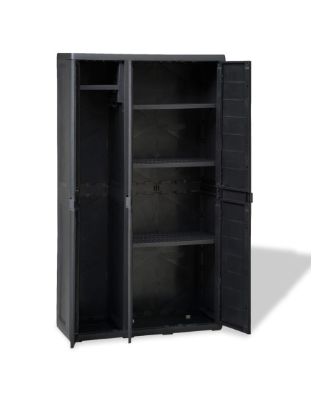 Armadietto da Giardino a 4 Ripiani Nero