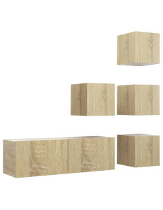 Set di Mobili Porta TV 5 pz Rovere Sonoma in Legno Multistrato