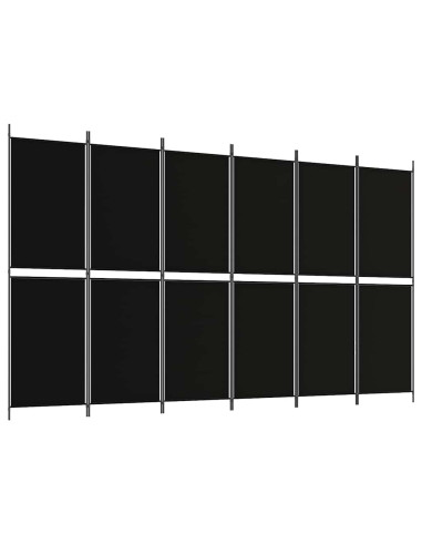 Divisorio a 6 Pannelli Nero 300 x 180 cm in Tessuto