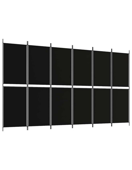 Divisorio a 6 Pannelli Nero 300 x 180 cm in Tessuto