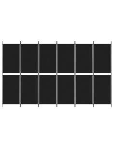 Divisorio a 6 Pannelli Nero 300 x 180 cm in Tessuto 2