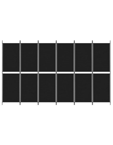 Divisorio a 6 Pannelli Nero 300 x 180 cm in Tessuto