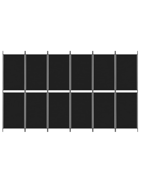 Divisorio a 6 Pannelli Nero 300 x 180 cm in Tessuto