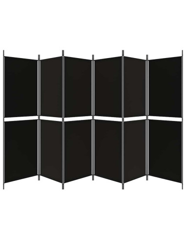 Divisorio a 6 Pannelli Nero 300 x 180 cm in Tessuto