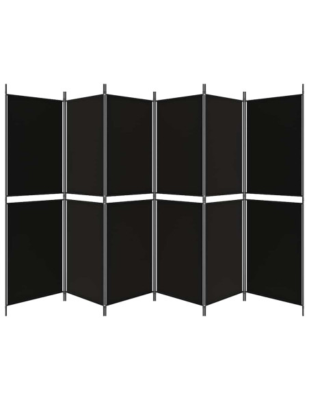 Divisorio a 6 Pannelli Nero 300 x 180 cm in Tessuto