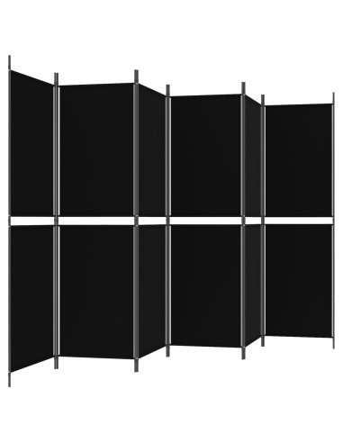 Divisorio a 6 Pannelli Nero 300 x 180 cm in Tessuto
