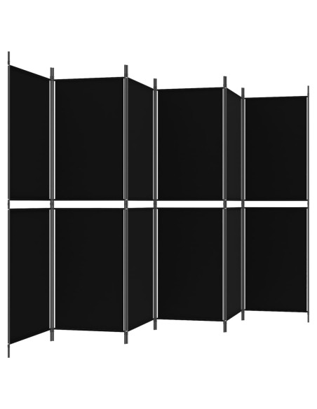 Divisorio a 6 Pannelli Nero 300 x 180 cm in Tessuto