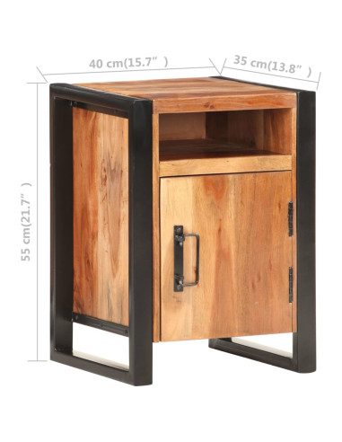 Comodino 40x35x50 cm in Massello di Acacia Finitura in Sheesham