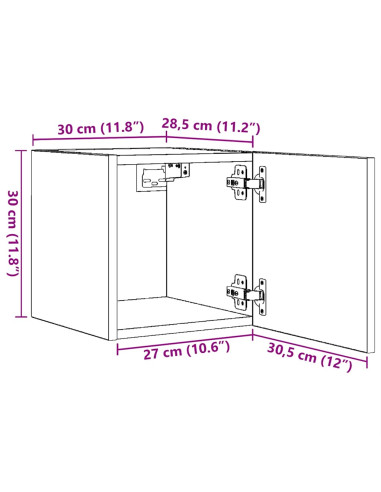 Mobili Porta TV a Parete 4pz Rovere Sonoma 30,5x30x30 cm