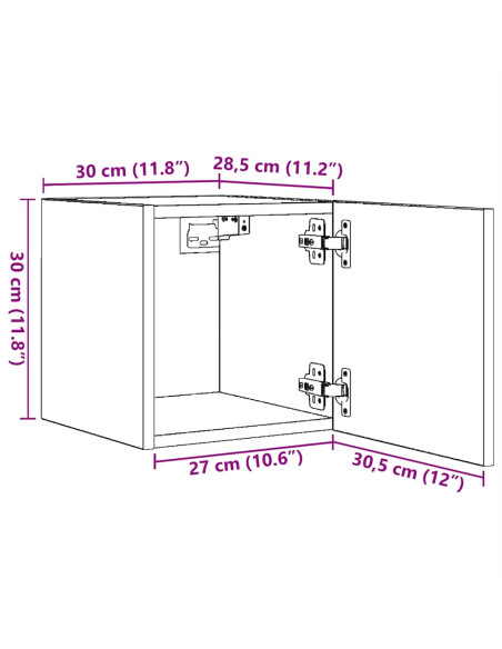 Mobili Porta TV a Parete 4pz Rovere Sonoma 30,5x30x30 cm