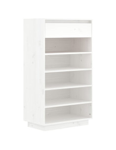 Scarpiera Bianca 60x34x105 cm in Legno Massello di Pino