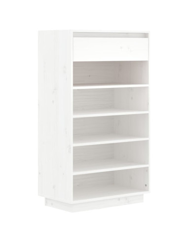 Scarpiera Bianca 60x34x105 cm in Legno Massello di Pino