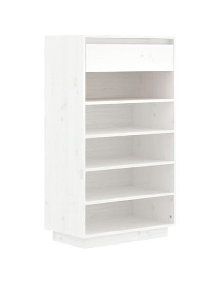 Scarpiera Bianca 60x34x105 cm in Legno Massello di Pino