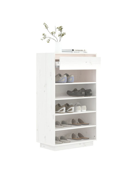 Scarpiera Bianca 60x34x105 cm in Legno Massello di Pino