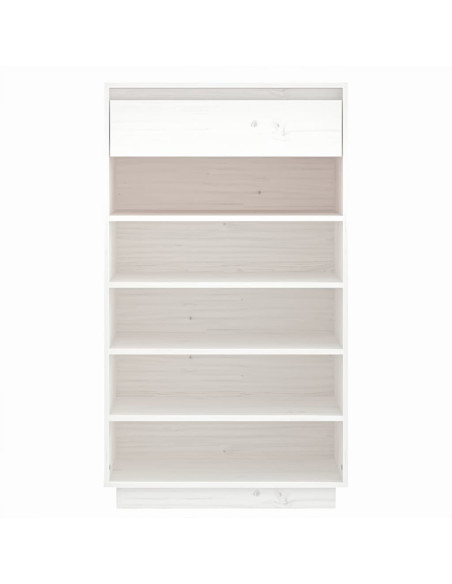 Scarpiera Bianca 60x34x105 cm in Legno Massello di Pino