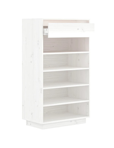 Scarpiera Bianca 60x34x105 cm in Legno Massello di Pino