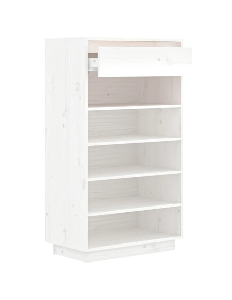 Scarpiera Bianca 60x34x105 cm in Legno Massello di Pino