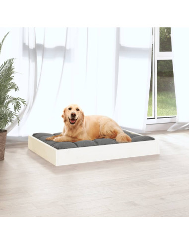 Cuccia per Cani Bianca 71,5x54x9 cm in Legno Massello di Pino