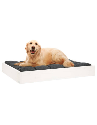 Cuccia per Cani Bianca 71,5x54x9 cm in Legno Massello di Pino
