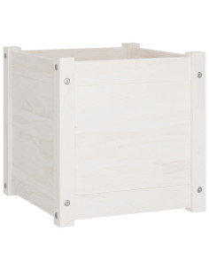 Fioriere da Giardino 2 pz Bianche 40x40x40 cm Massello di Pino 2