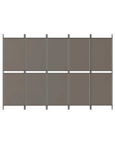 Divisorio a 5 Pannelli Antracite 250x200 cm Tessuto 2