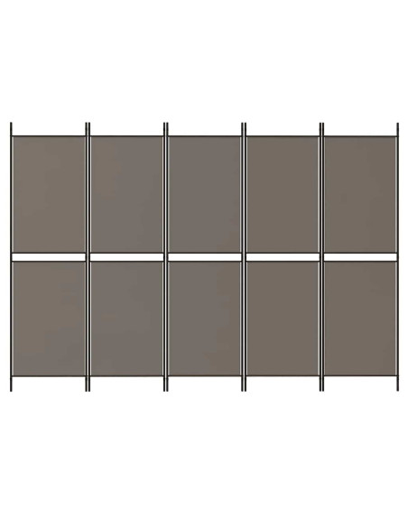 Divisorio a 5 Pannelli Antracite 250x200 cm Tessuto