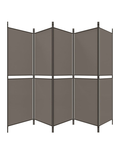 Divisorio a 5 Pannelli Antracite 250x200 cm Tessuto