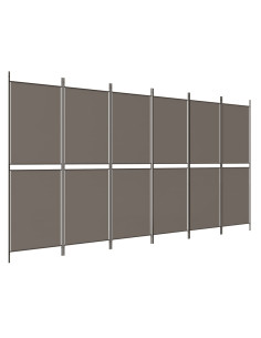Divisorio a 6 Pannelli Antracite 300x200 cm Tessuto
